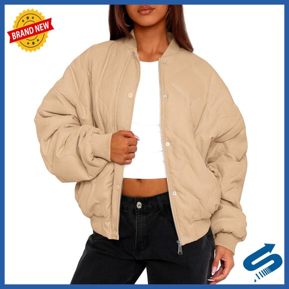 Quilted Bomber Jacket Lightweight Cropped Puffer Zip Up Winter Outerwear
